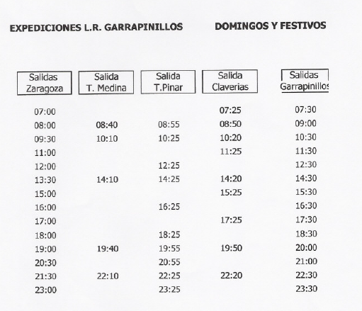 L604: ZARAGOZA-GARRAPINILLOS-ZARAGOZA DOM Y FEST ((NUEVA NORMALIDAD))